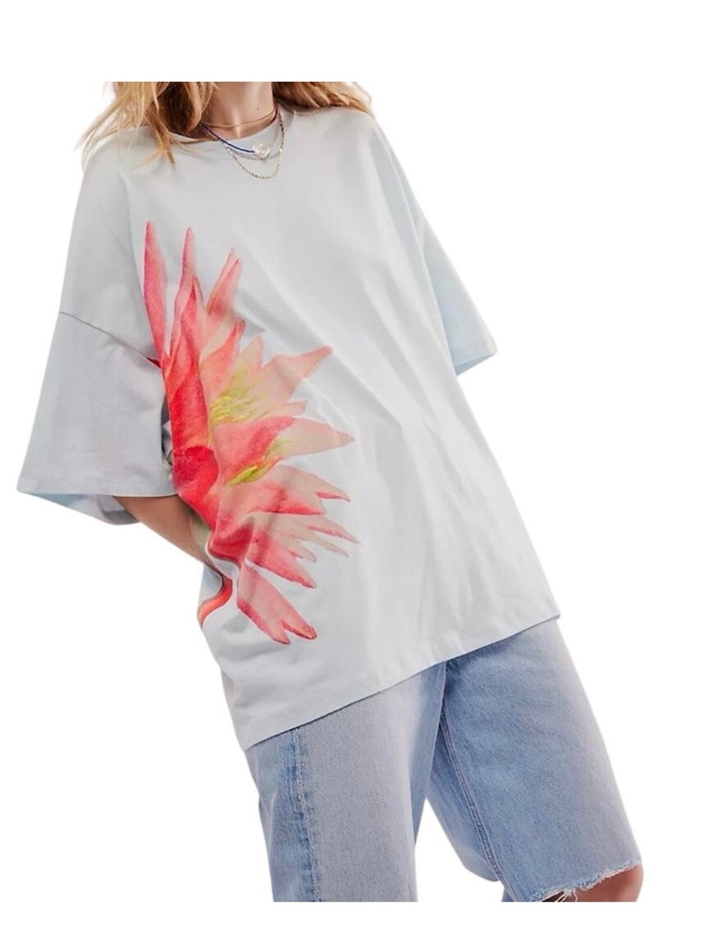 Daydreamer Exploded Water Lily Tee (Flawed) Blue Mist One Size NWT